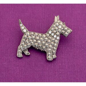 Vintage Little Dog Brooch, Silver Tone - Q26
